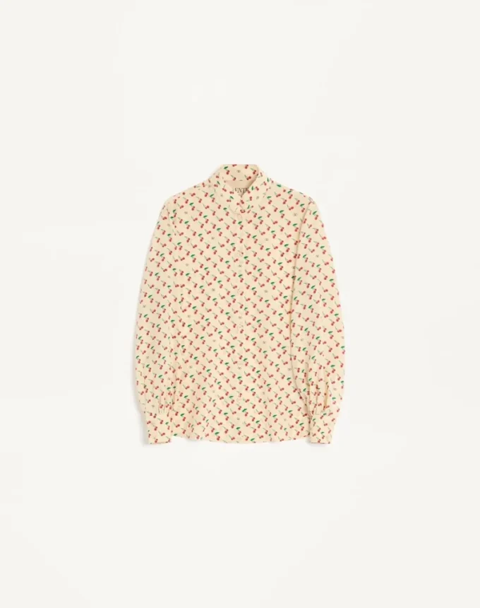 Crepe De Chine-Hemd mit Cherryfic-Print Crepe De Chine-Hemd mit Cherryfic-Print