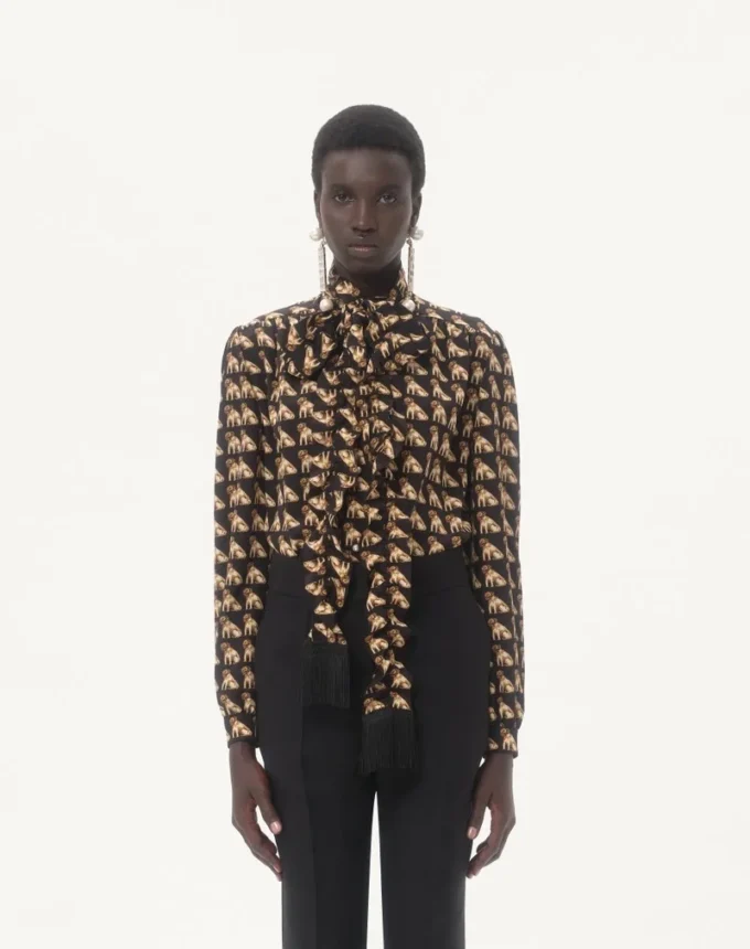 Crepe De Chine-Hemd mit Petit Charles-Print Crepe De Chine-Hemd mit Petit Charles-Print