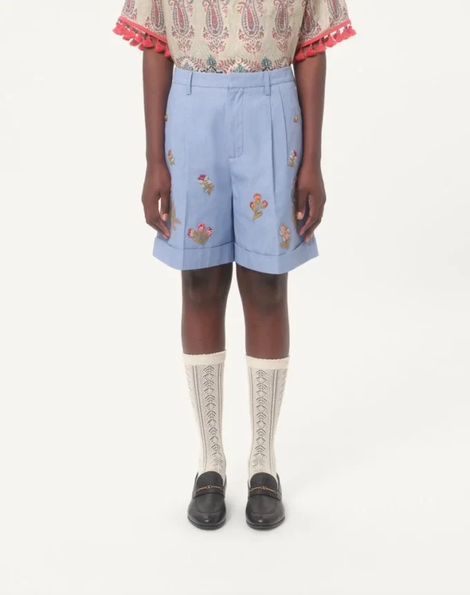 Denim-Bermudashorts mit Stickerei Denim-Bermudashorts mit Stickerei
