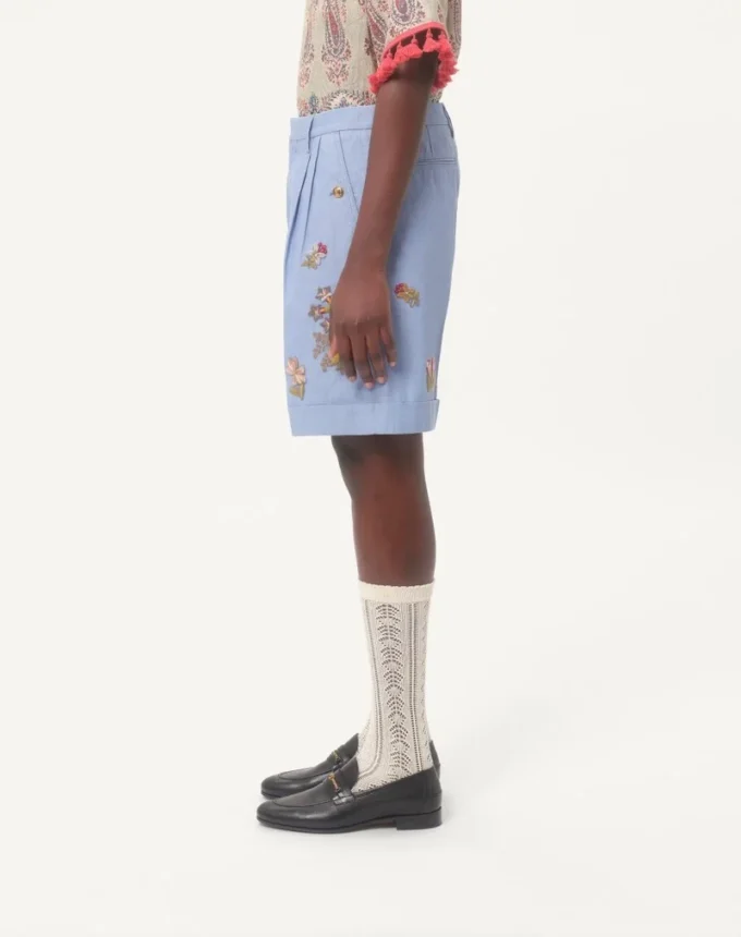 Denim-Bermudashorts mit Stickerei Denim-Bermudashorts mit Stickerei
