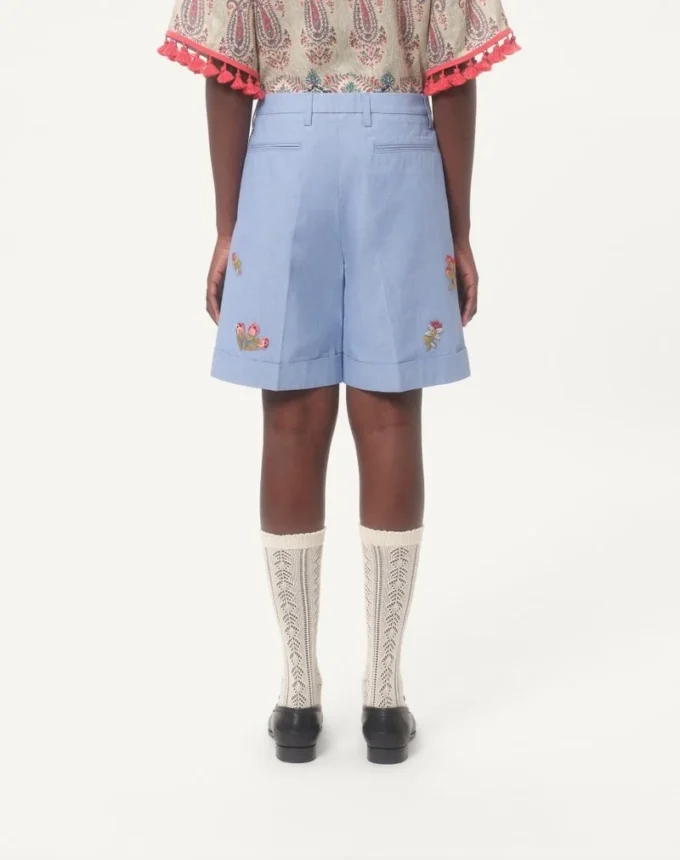 Denim-Bermudashorts mit Stickerei Denim-Bermudashorts mit Stickerei