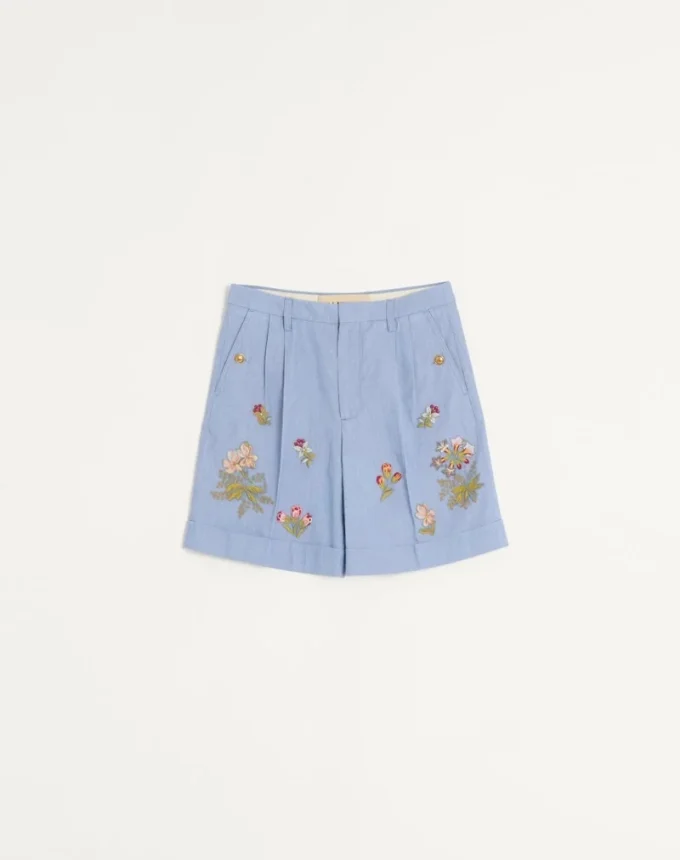 Denim-Bermudashorts mit Stickerei Denim-Bermudashorts mit Stickerei