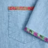 Denim-Bowlinghemd mit floralem Printbesatz Denim-Bowlinghemd mit floralem Printbesatz