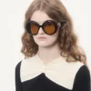 Dramatische runde Acetat-Brille im Stil der 1960er Jahre Dramatische runde Acetat-Brille im Stil der 1960er Jahre