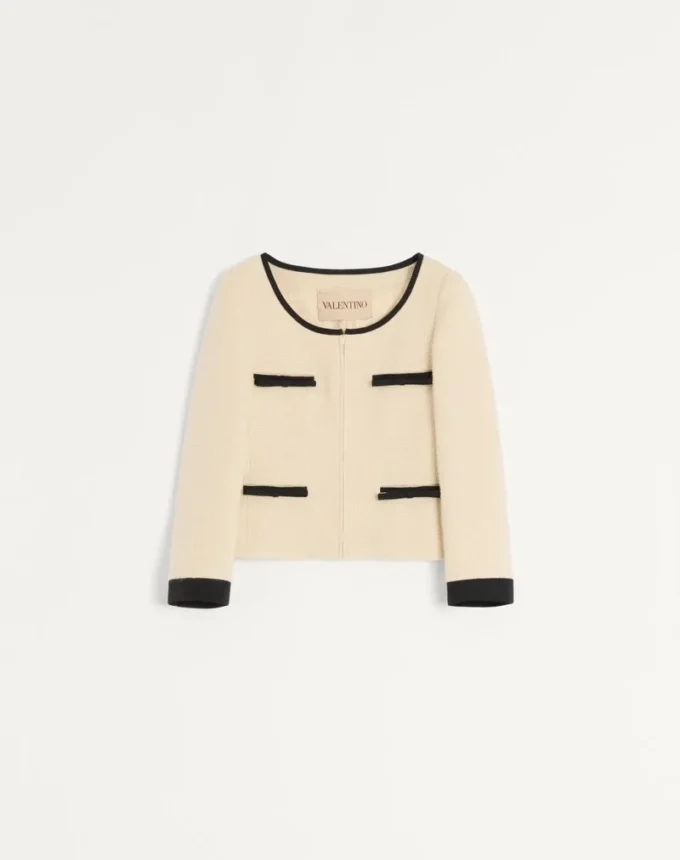 Einfarbige Tweedjacke aus Wolle Einfarbige Tweedjacke aus Wolle