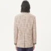 Einreihige Baumwolljacke mit Karomuster und bedruckten Kanten Einreihige Baumwolljacke mit Karomuster und bedruckten Kanten