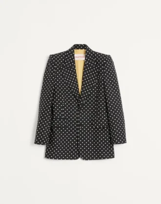 Einreihige Jacke aus Shantung-Seide mit Plusdepois-Print