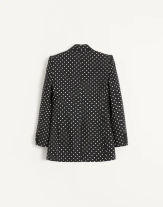 Einreihige Jacke aus Shantung-Seide mit Plusdepois-Print