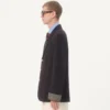 Einreihige Jacke aus Wolle und Baumwolle mit Jacquard-Besatz Einreihige Jacke aus Wolle und Baumwolle mit Jacquard-Besatz