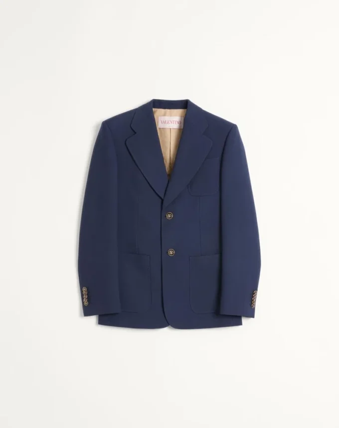 Einreihige Jacke aus Wollgabardine Einreihige Jacke aus Wollgabardine