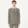 Einreihige Jacke aus Wollmischung mit Karomuster Einreihige Jacke aus Wollmischung mit Karomuster