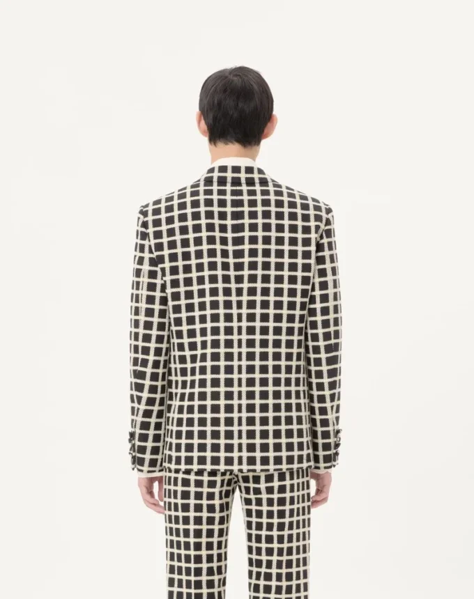 Einreihige Jacke aus Wollmischung mit Karomuster Einreihige Jacke aus Wollmischung mit Karomuster