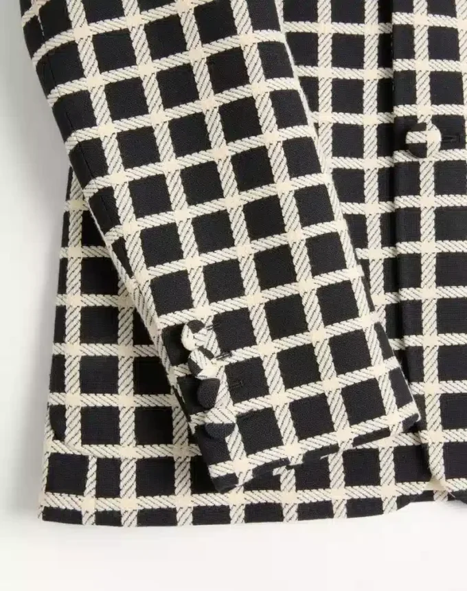 Einreihige Jacke aus Wollmischung mit Karomuster Einreihige Jacke aus Wollmischung mit Karomuster