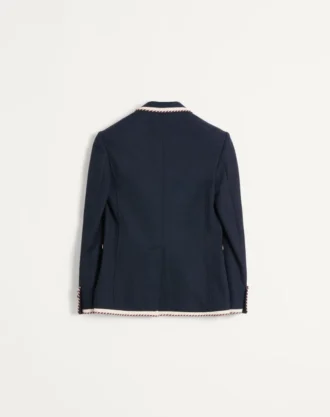 Einreihige Jersey-Baumwolljacke mit Torchon-Paspelierung