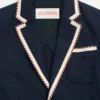 Einreihige Jersey-Baumwolljacke mit Torchon-Paspelierung Einreihige Jersey-Baumwolljacke mit Torchon-Paspelierung