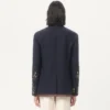 Einreihige Leinenjacke mit Perlenstickerei und Aufnähern Einreihige Leinenjacke mit Perlenstickerei und Aufnähern