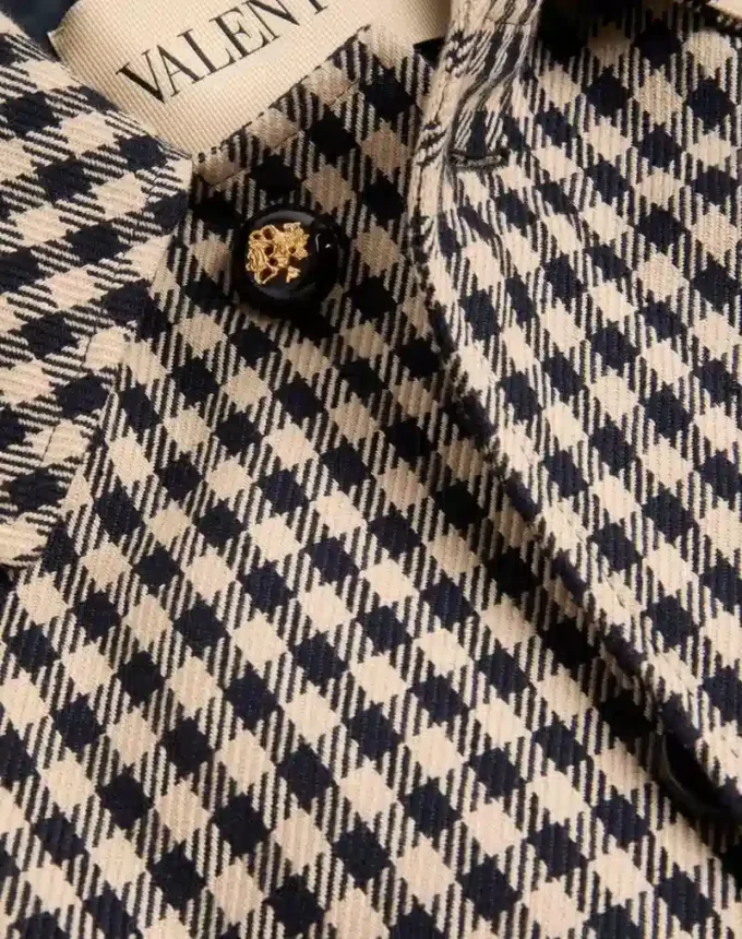 Einreihiger Mantel aus Baumwolle und Wolle mit Vichy-Muster Einreihiger Mantel aus Baumwolle und Wolle mit Vichy-Muster