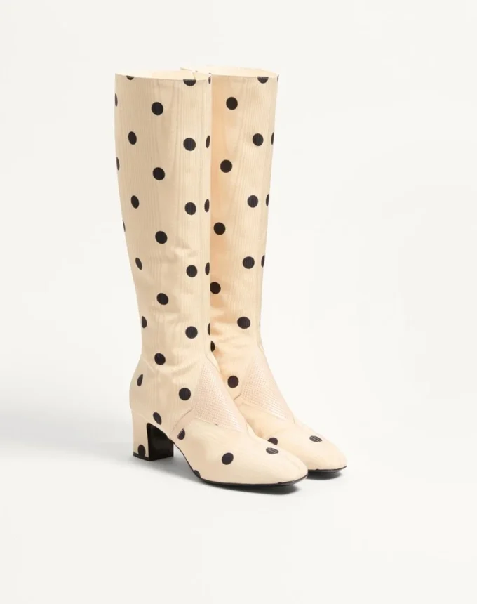 Equivoque-Stiefel aus Moiré-Plus-De-Pois-Stoff 60 mm Equivoque-Stiefel aus Moiré-Plus-De-Pois-Stoff 60 mm