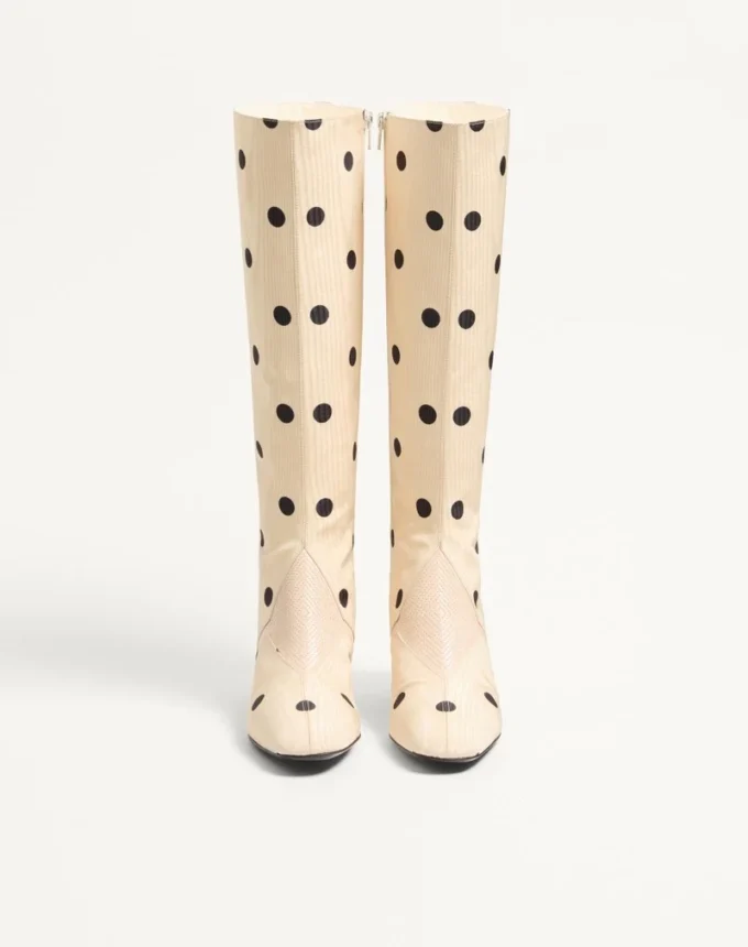 Equivoque-Stiefel aus Moiré-Plus-De-Pois-Stoff 60 mm Equivoque-Stiefel aus Moiré-Plus-De-Pois-Stoff 60 mm