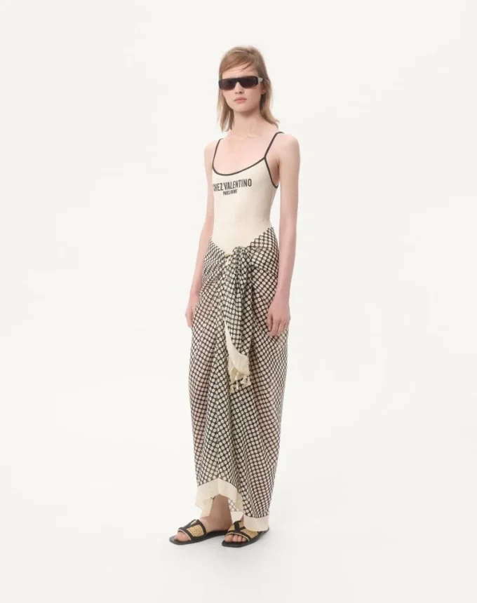 Escape Pareo aus Baumwolle und Seide mit Polka-Dot-Print
