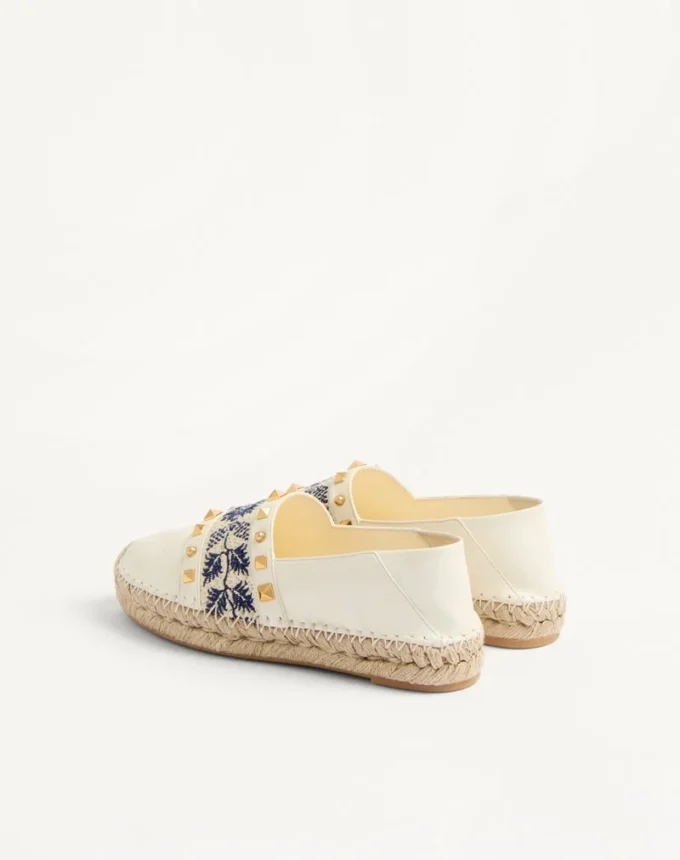 Espadrilles aus Nappaleder mit Traubenstickerei 20 mm Espadrilles aus Nappaleder mit Traubenstickerei 20 mm