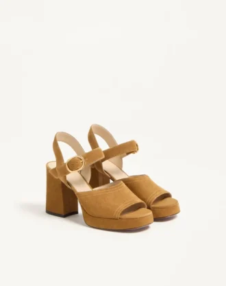 Fawcette Plateausandalen aus Spaltleder 100 mm