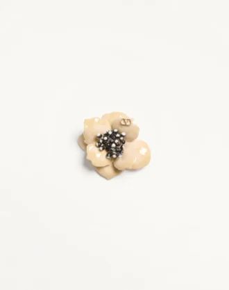 Fleur Lumineuse Brosche aus Metall, Emaille und Stoff