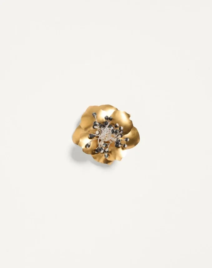 Fleur Lumineuse Brosche aus Metall und Stoff Fleur Lumineuse Brosche aus Metall und Stoff