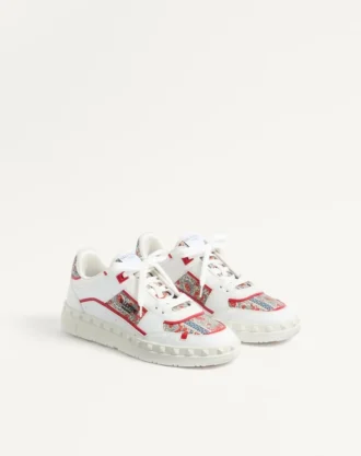 Freedots Low-Top-Sneaker aus Kalbsleder und Voyage Imaginaire-Stoff
