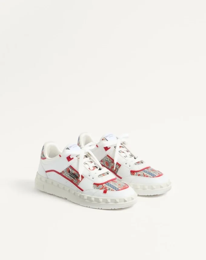 Freedots Low-Top-Sneaker aus Kalbsleder und Voyage Imaginaire-Stoff Freedots Low-Top-Sneaker aus Kalbsleder und Voyage Imaginaire-Stoff