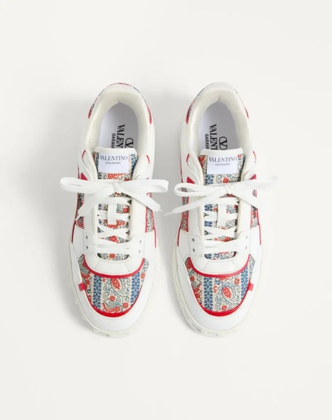 Freedots Low-Top-Sneaker aus Kalbsleder und Voyage Imaginaire-Stoff Freedots Low-Top-Sneaker aus Kalbsleder und Voyage Imaginaire-Stoff