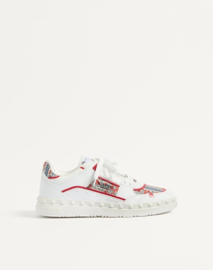 Freedots Low-Top-Sneaker aus Kalbsleder und Voyage Imaginaire-Stoff Freedots Low-Top-Sneaker aus Kalbsleder und Voyage Imaginaire-Stoff