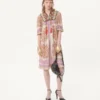 Georgette-Lurex-Kleid mit Voyage Imaginaire-Print Georgette-Lurex-Kleid mit Voyage Imaginaire-Print