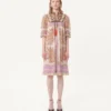 Georgette-Lurex-Kleid mit Voyage Imaginaire-Print Georgette-Lurex-Kleid mit Voyage Imaginaire-Print