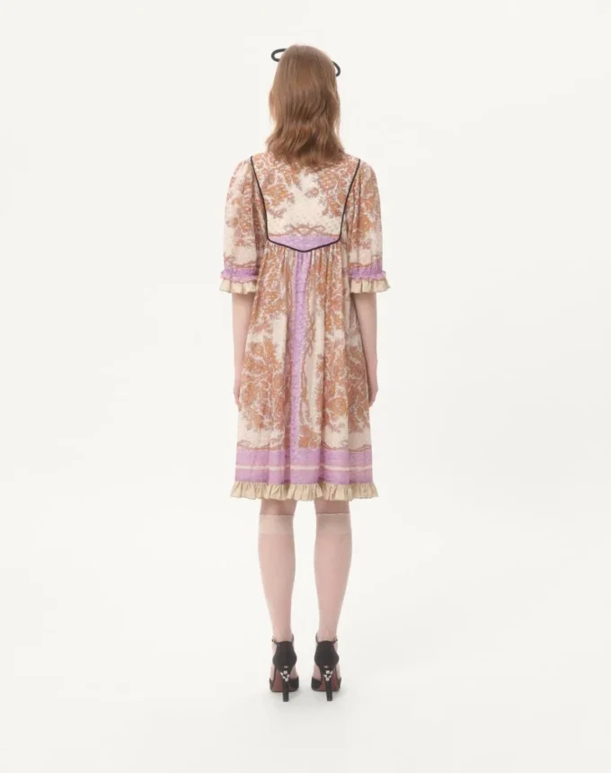 Georgette-Lurex-Kleid mit Voyage Imaginaire-Print Georgette-Lurex-Kleid mit Voyage Imaginaire-Print