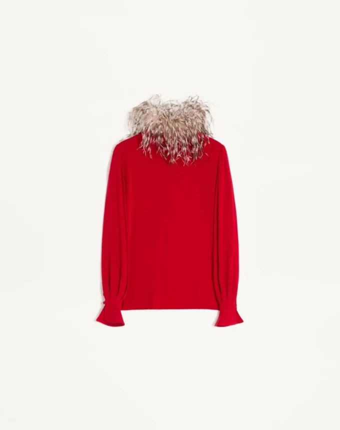 Georgette-Oberteil mit Federn Georgette-Oberteil mit Federn