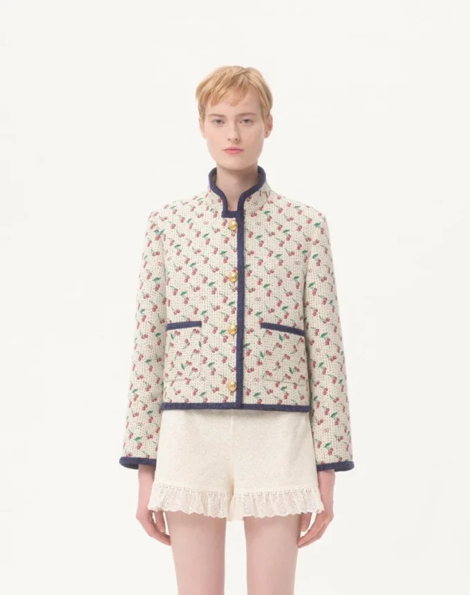 Gepolsterter Caban mit Cherryfic-Print-Jacquard Gepolsterter Caban mit Cherryfic-Print-Jacquard