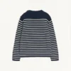 Gestreifter Baumwollpullover mit Rundhalsausschnitt und Knöpfen an der Schulter Gestreifter Baumwollpullover mit Rundhalsausschnitt und Knöpfen an der Schulter