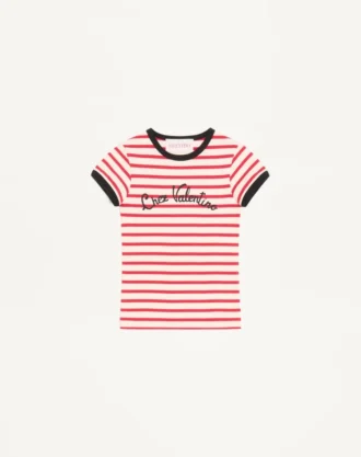 Gestreiftes Jersey-Baumwoll-T-Shirt