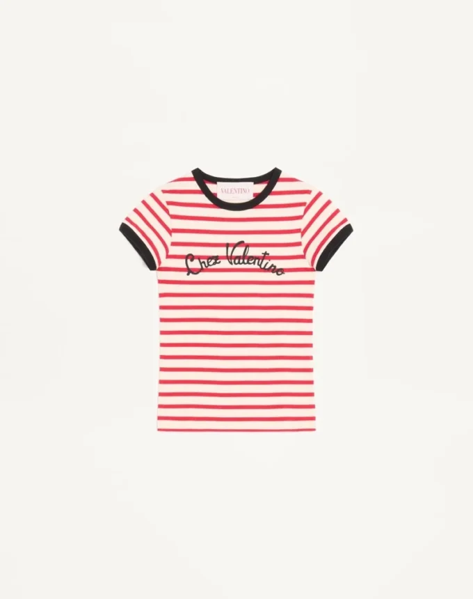 Gestreiftes Jersey-Baumwoll-T-Shirt Gestreiftes Jersey-Baumwoll-T-Shirt
