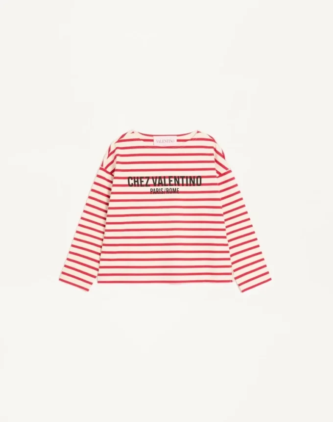 Gestreiftes Jersey-Baumwoll-T-Shirt Gestreiftes Jersey-Baumwoll-T-Shirt