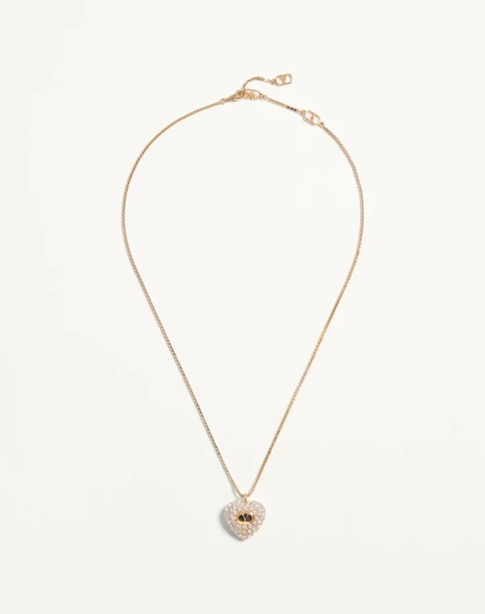 Halskette „Coeur Royal” aus Metall, Emaille und Swarovski®-Kristallen