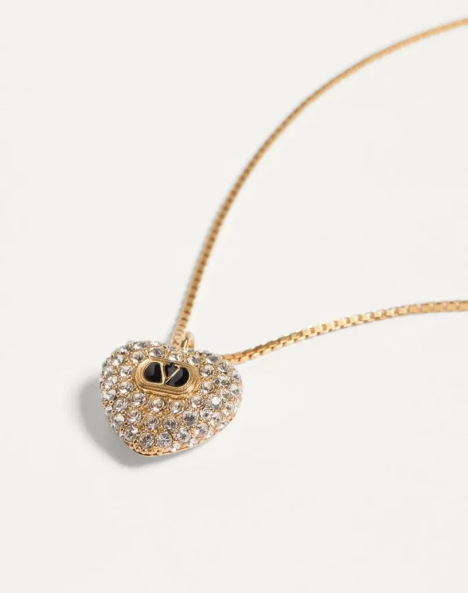 Halskette „Coeur Royal” aus Metall, Emaille und Swarovski®-Kristallen