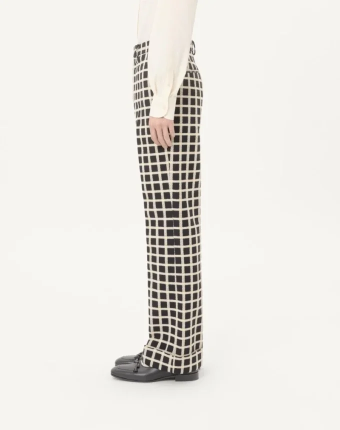 Hose aus Wollmischung mit Karomuster und Umschlag Hose aus Wollmischung mit Karomuster und Umschlag