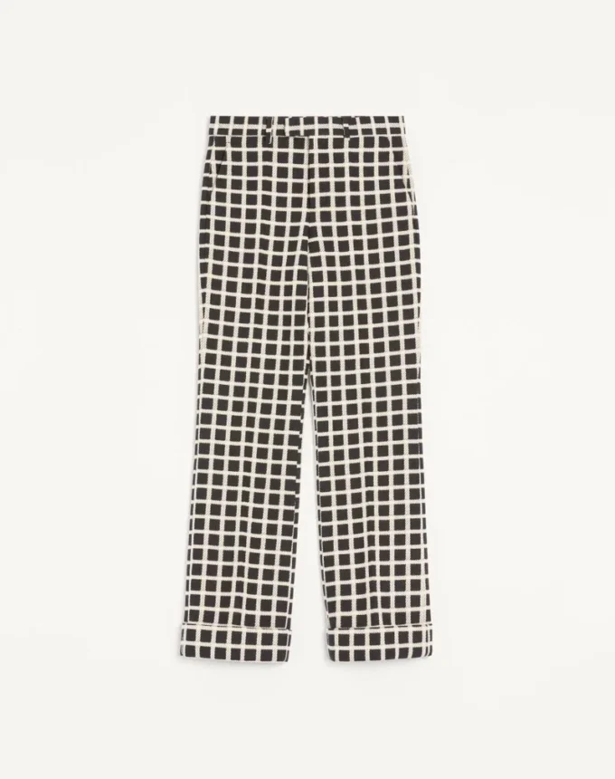 Hose aus Wollmischung mit Karomuster und Umschlag Hose aus Wollmischung mit Karomuster und Umschlag