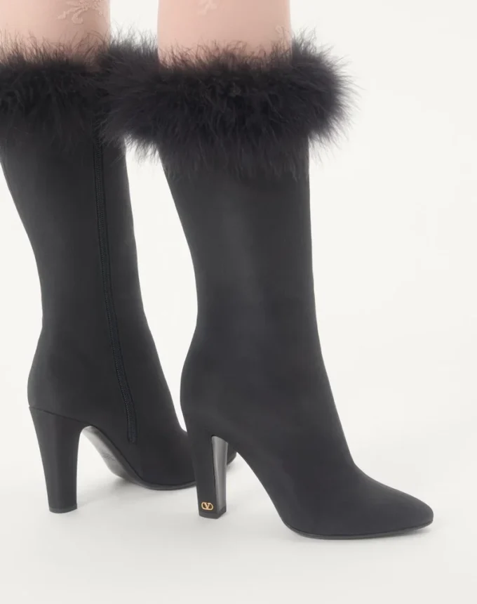 Hotty Shantung-Stoffstiefel mit Federn 100 mm Hotty Shantung-Stoffstiefel mit Federn 100 mm
