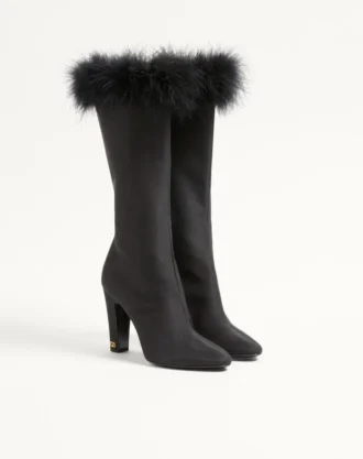 Hotty Shantung-Stoffstiefel mit Federn 100 mm