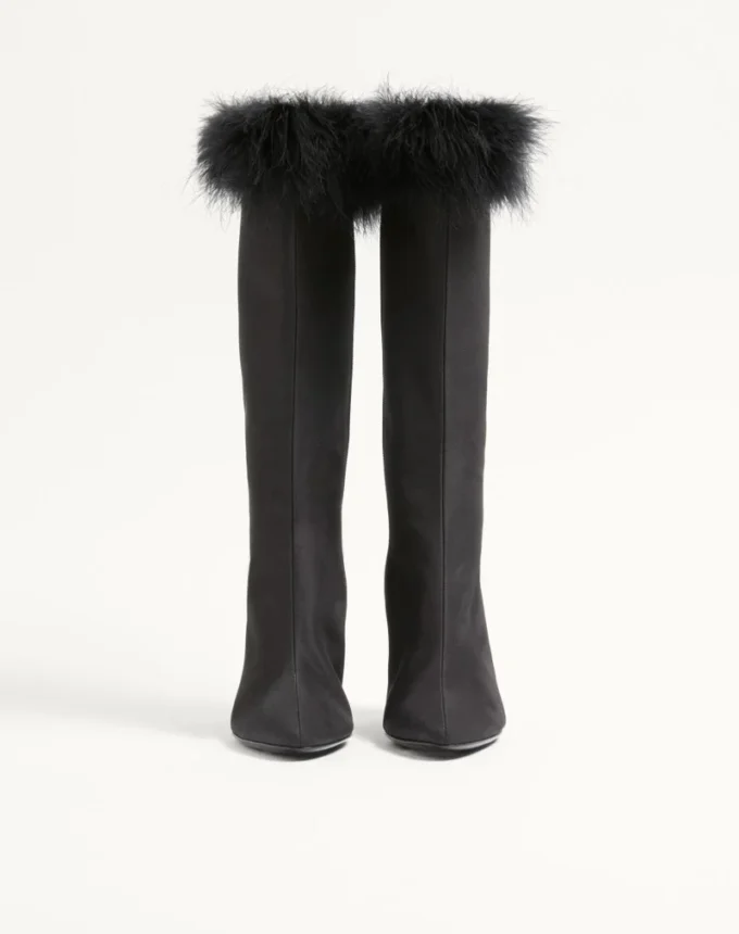 Hotty Shantung-Stoffstiefel mit Federn 100 mm Hotty Shantung-Stoffstiefel mit Federn 100 mm
