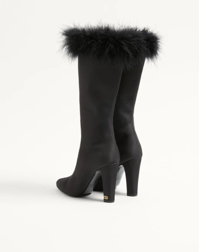 Hotty Shantung-Stoffstiefel mit Federn 100 mm Hotty Shantung-Stoffstiefel mit Federn 100 mm