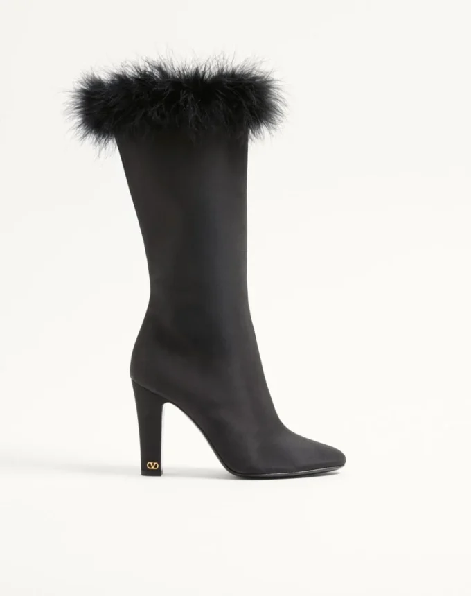 Hotty Shantung-Stoffstiefel mit Federn 100 mm Hotty Shantung-Stoffstiefel mit Federn 100 mm